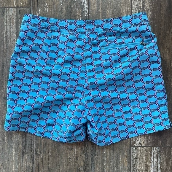 Goodfellow turquoise pink fish print mesh lined swim shorts 34W - Picture 10 of 10